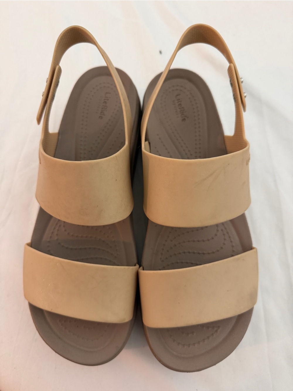 CROCS Women's Tan Dual-Strap Slingback Sandals